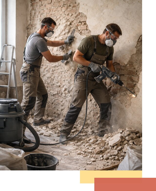 Демонтаж штукатурки со стен в Шахтах быстро и аккуратно