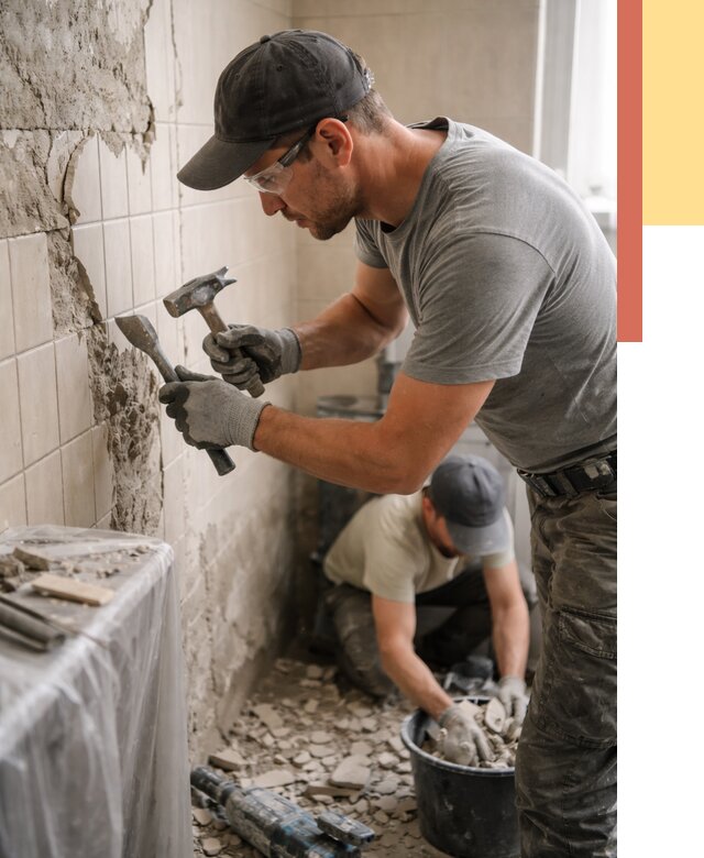 Демонтаж плитки со стен в Шахтах от 923 руб. — быстро и недорого | ОТДЕЛОЧНИК-Шхт