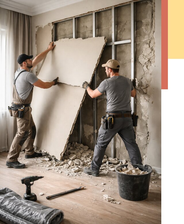 Демонтаж гипсокартона со стен в Шахтах от 380 руб. — услуги демонтажа | ОТДЕЛОЧНИК-Шхт