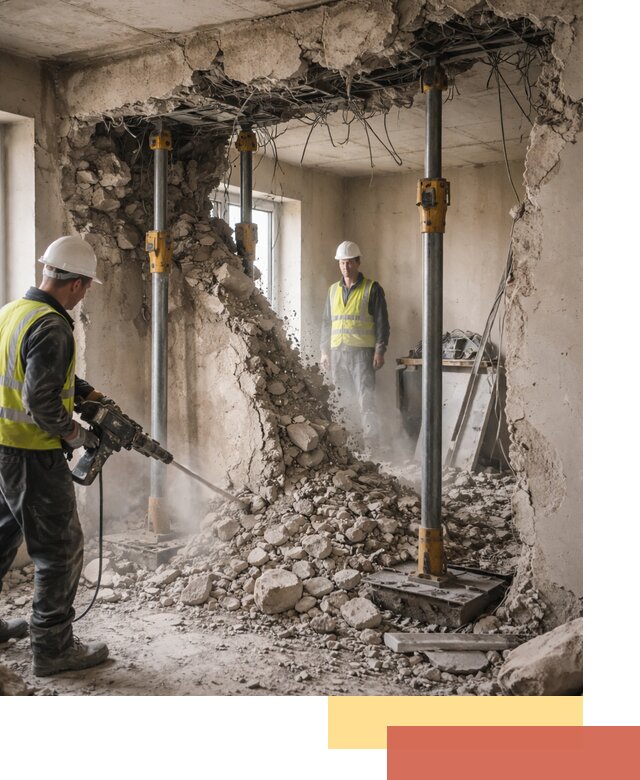 Снос несущих стен в Шахтах с гарантией безопасности и качества