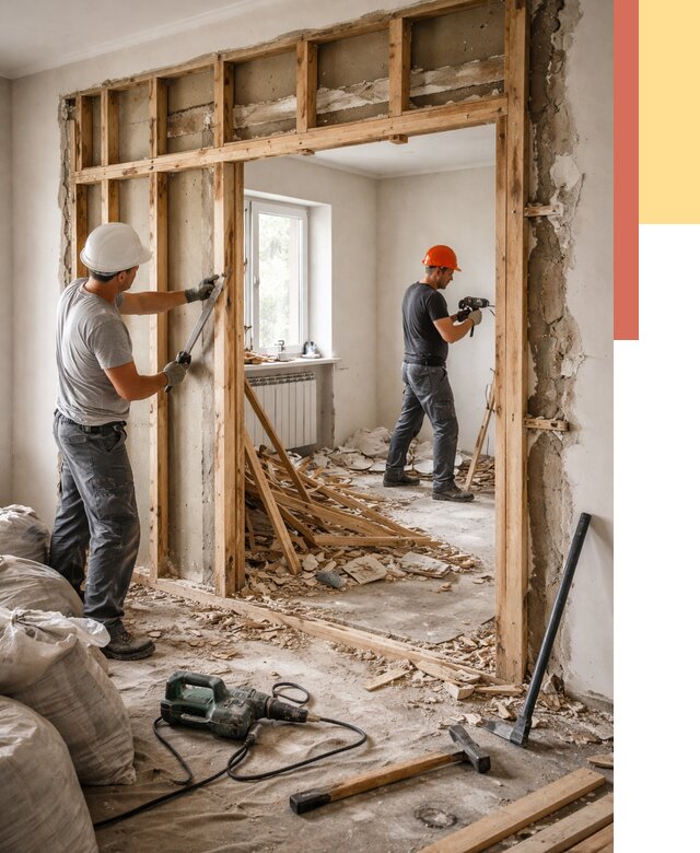 Демонтаж деревянных перегородок в Шахтах от 3473 руб. — быстро и недорого | ОТДЕЛОЧНИК-Шхт