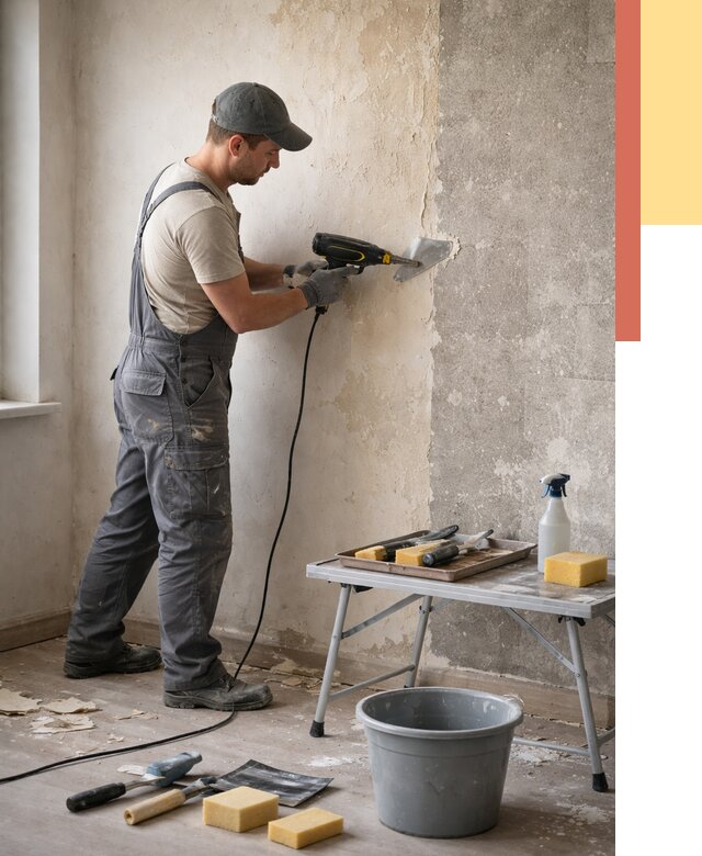 Очистка стен от клея в Шахтах от 2008 руб. — снятие и удаление клея со стен | ОТДЕЛОЧНИК-Шхт