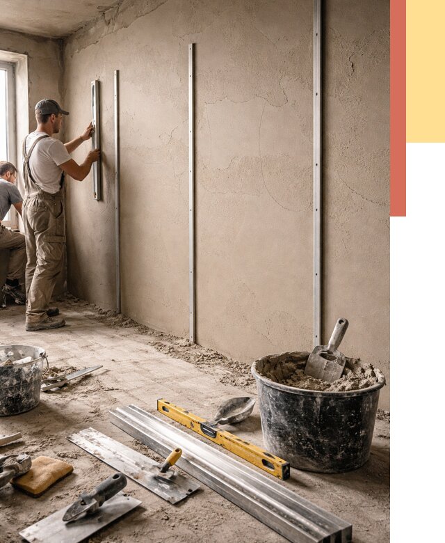 Штукатурка стен по маякам в Шахтах от 5969 руб./м² — выравнивание под ключ | ОТДЕЛОЧНИК-Шхт