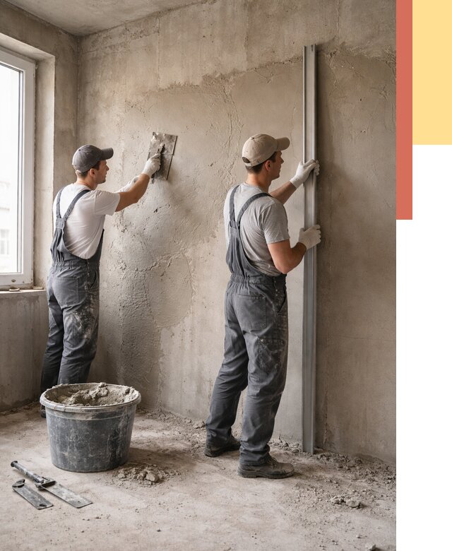 Штукатурка бетонных стен в Шахтах от 4884 руб/м² — качественно и быстро | ОТДЕЛОЧНИК-Шхт