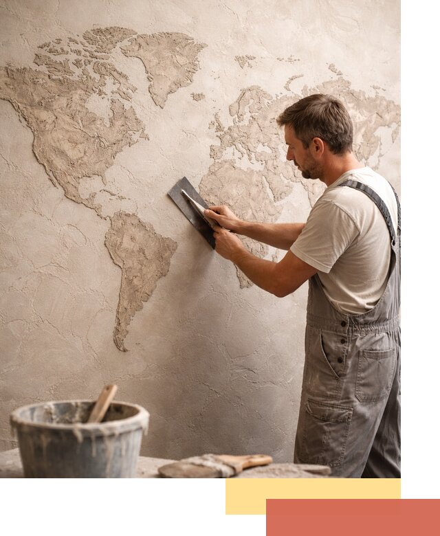 Декоративная штукатурка «Карта мира» под ключ в Шахтах