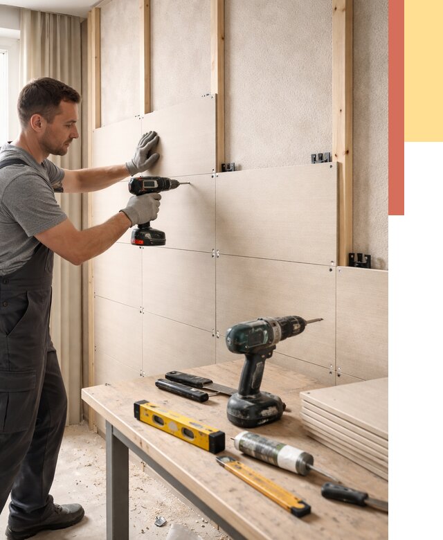 Монтаж МДФ панелей на стены в Шахтах от 1357 руб. под ключ | ОТДЕЛОЧНИК-Шхт