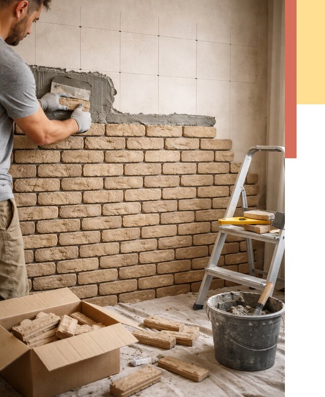 Монтаж декоративного кирпича в Шахтах от 3473 руб./м² — быстро и недорого | ОТДЕЛОЧНИК-Шхт