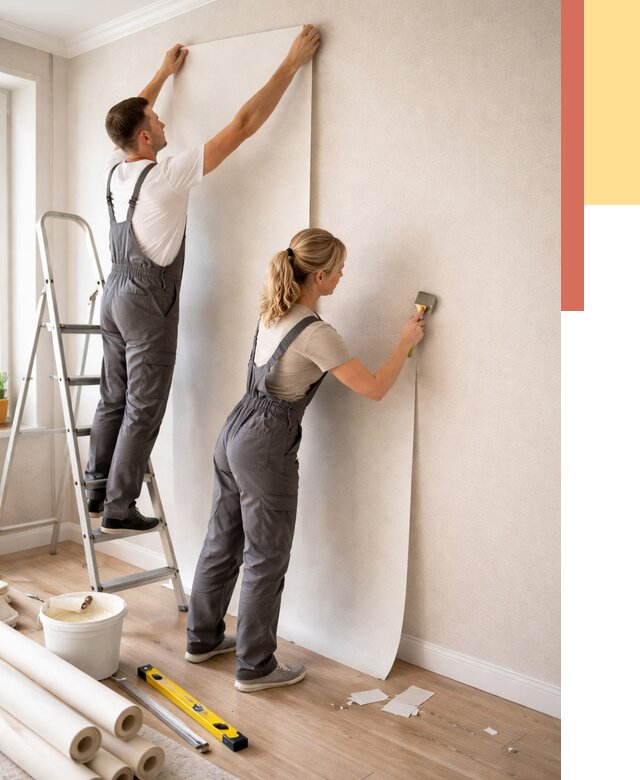 Поклейка флизелиновых обоев в Шахтах от 6512 руб. | Быстро и недорого — ОТДЕЛОЧНИК-Шхт