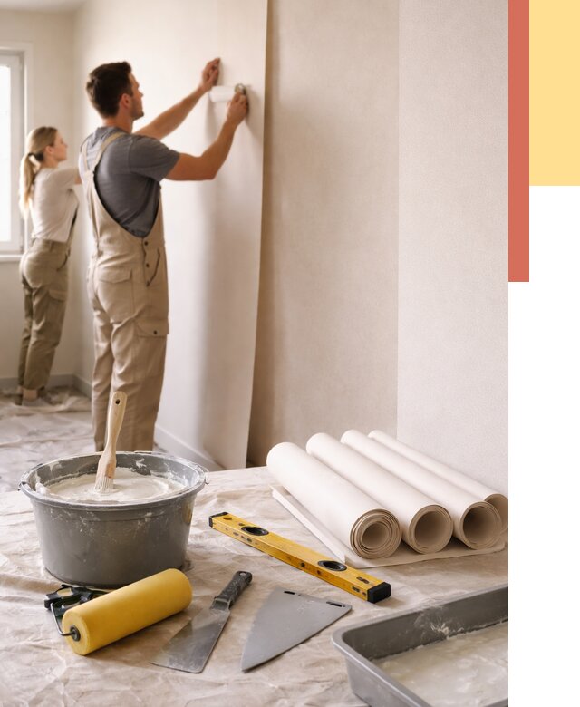 Поклейка бумажных обоев в Шахтах от 5969 руб./м2 — быстро и недорого | ОТДЕЛОЧНИК-Шхт