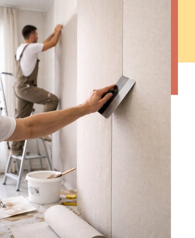 Поклейка текстильных обоев в Шахтах от 4884 руб. под ключ | ОТДЕЛОЧНИК-Шхт