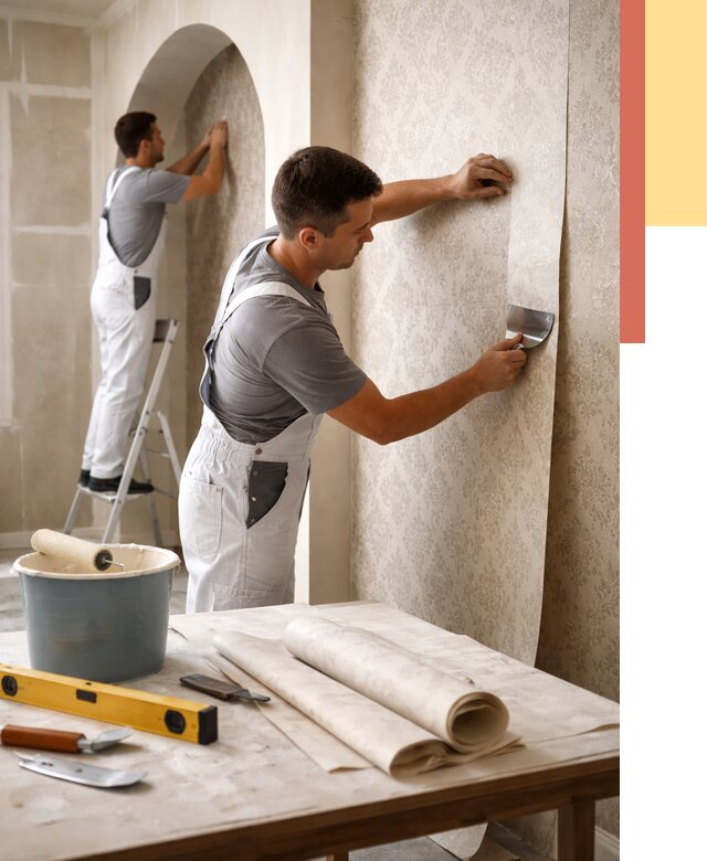 Поклейка обоев на сложные стены в Шахтах от 3039 руб. под ключ | ОТДЕЛОЧНИК-Шхт