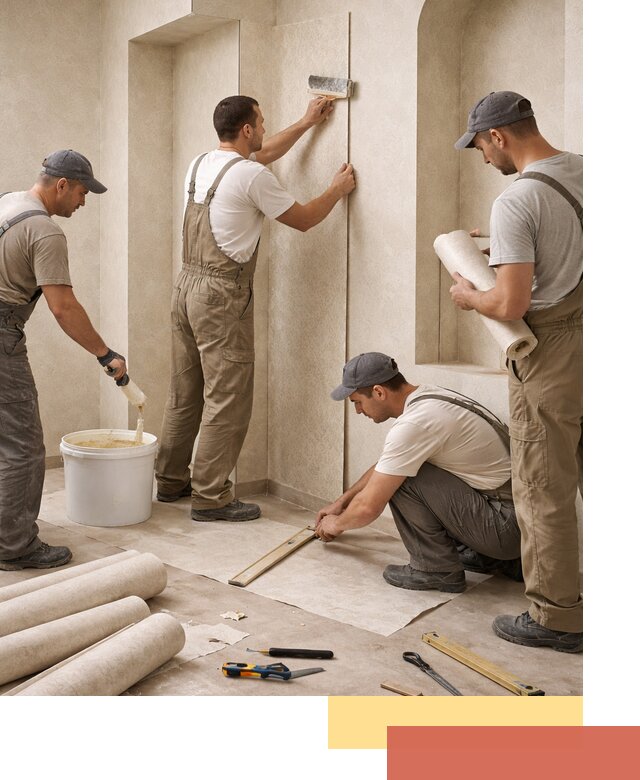 Поклейка обоев на сложные стены и неровные поверхности в Шахтах