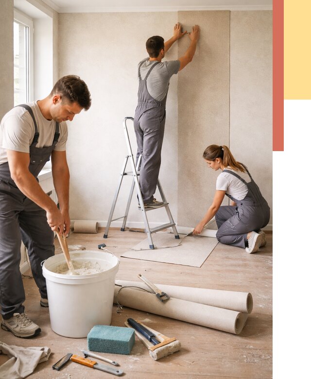 Оклейка стен обоями в Шахтах от 3799 руб/м2 — быстро и недорого | ОТДЕЛОЧНИК-Шхт