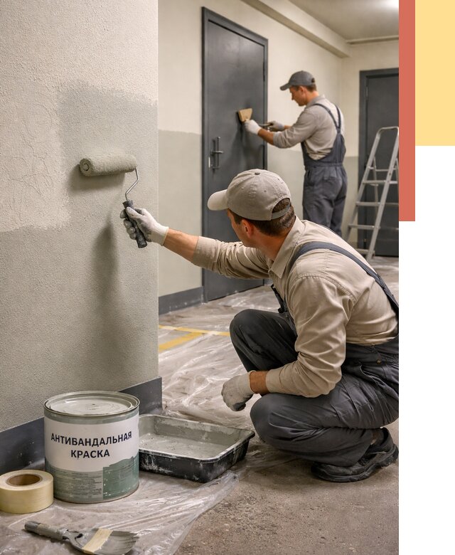 Покраска стен антивандальной краской в Шахтах от 4884 руб./м² под ключ | ОТДЕЛОЧНИК-Шхт