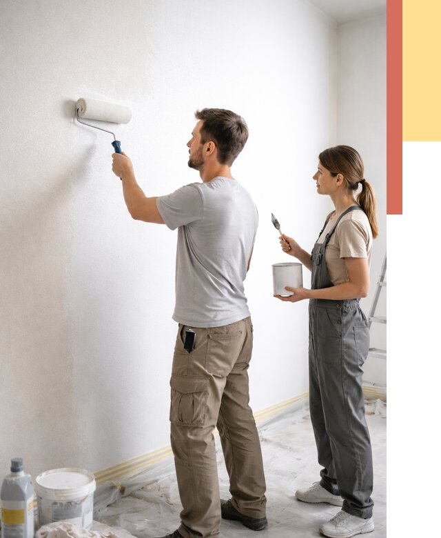 Окраска стен по стеклохолсту в Шахтах от 4884 руб/м² под ключ | ОТДЕЛОЧНИК-Шхт