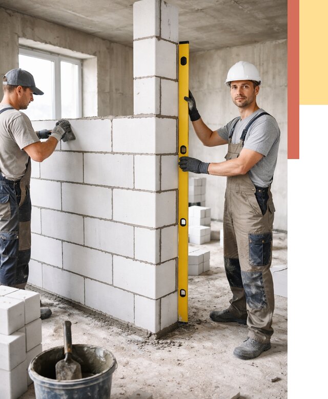 Кладка перегородок из пеноблока в Шахтах от 1954 руб. под ключ | ОТДЕЛОЧНИК-Шхт