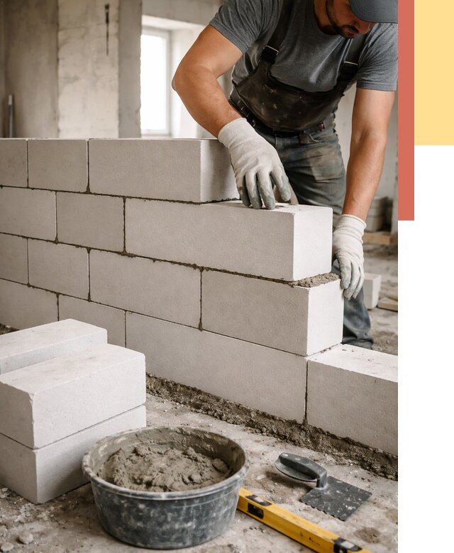 Кладка перегородок из силикатного блока в Шахтах от 4341 руб. под ключ | ОТДЕЛОЧНИК-Шхт