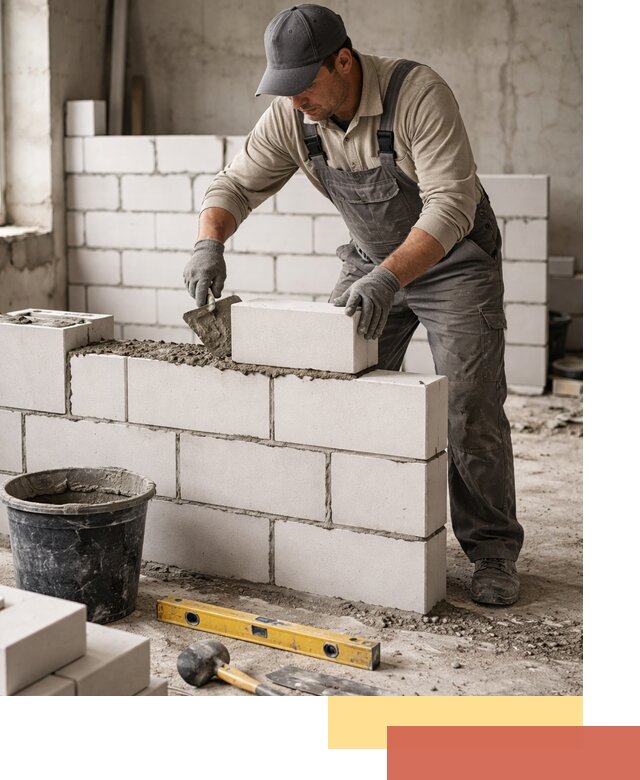 Кладка перегородок из силикатного блока в Шахтах