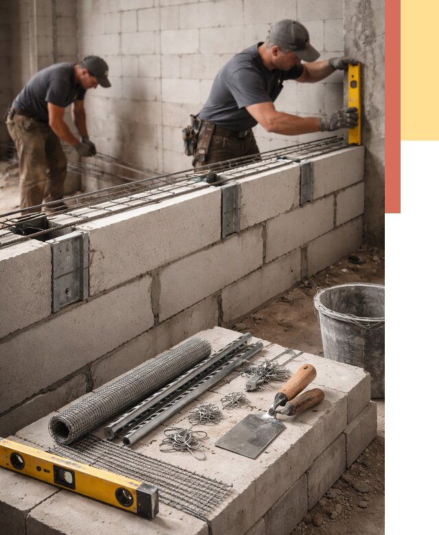 Армирование кладки перегородок в Шахтах от 814 руб. под ключ | ОТДЕЛОЧНИК-Шхт