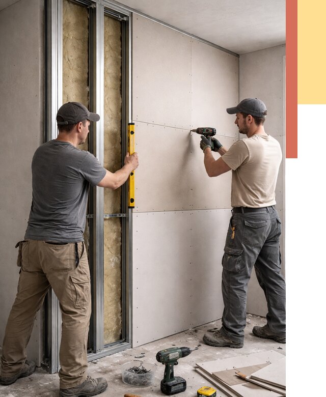 Монтаж двухслойной перегородки из гипсокартона в Шахтах от 1574 руб. | ОТДЕЛОЧНИК-Шхт