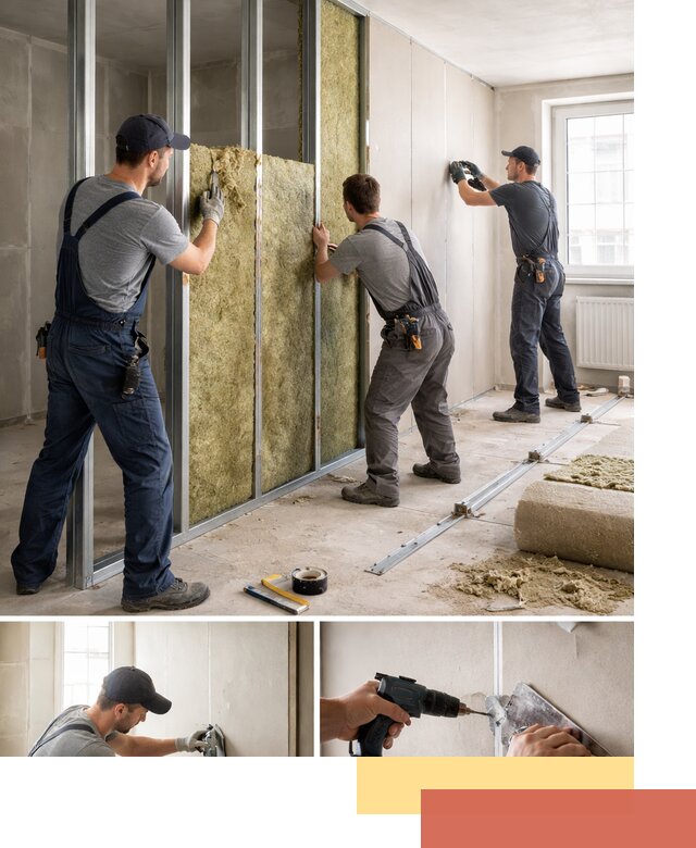 Перегородка из гипсокартона с шумоизоляцией в Шахтах — монтаж под ключ