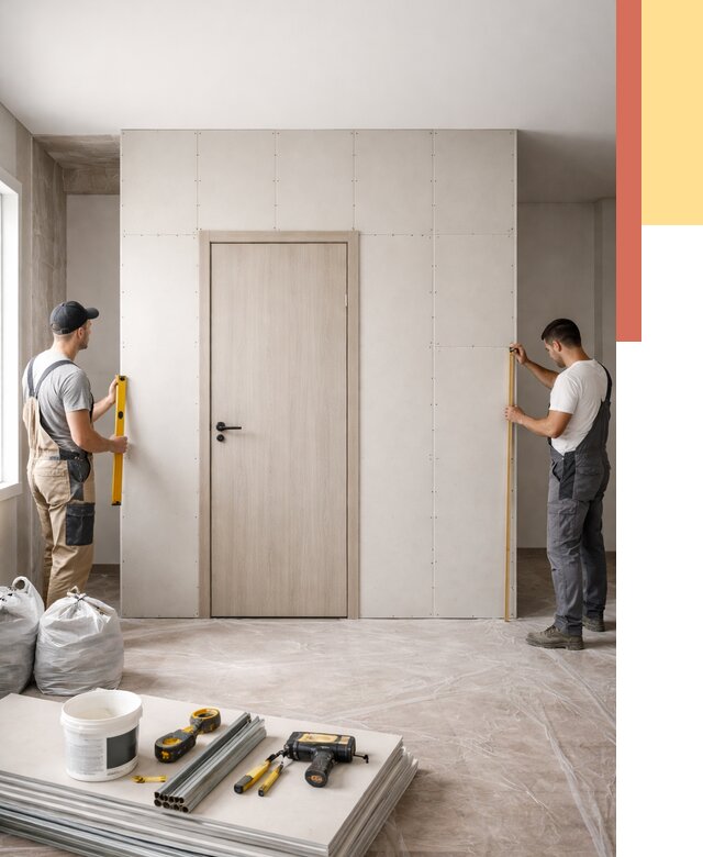 Перегородка из гипсокартона с дверью в Шахтах от 4884 руб. под ключ | ОТДЕЛОЧНИК-Шхт