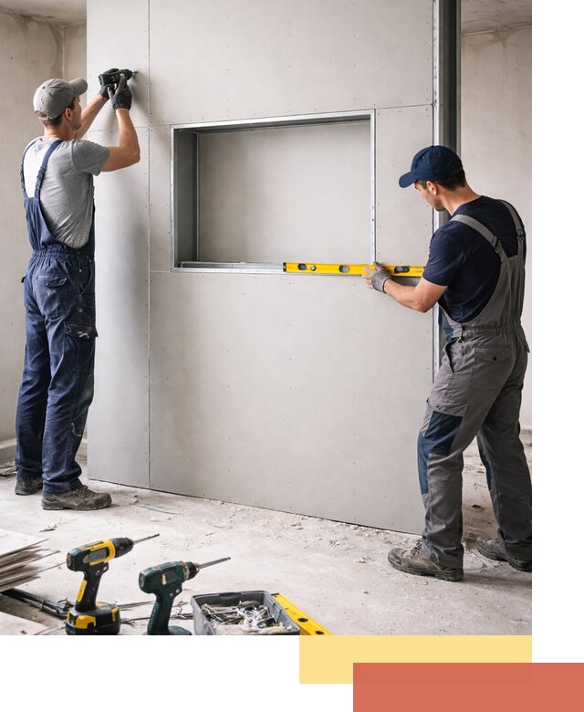 Перегородка из гипсокартона с нишей под декор в Шахтах