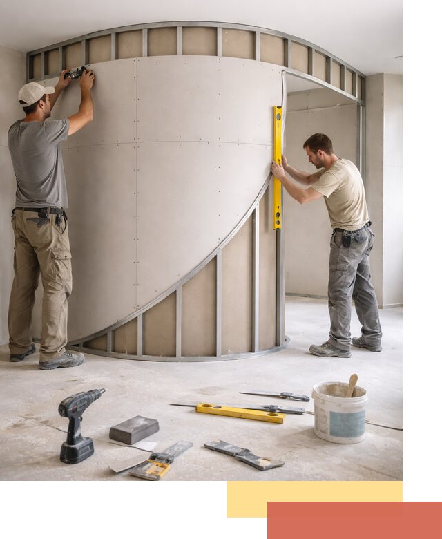 Радиусная перегородка из гипсокартона в Шахтах под ключ