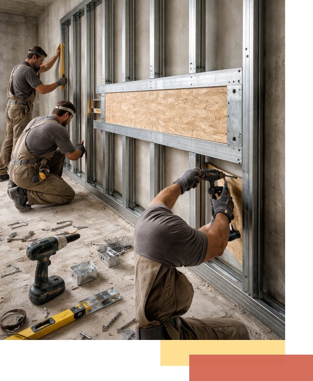 Усиленная перегородка для крепления тяжёлых конструкций в Шахтах