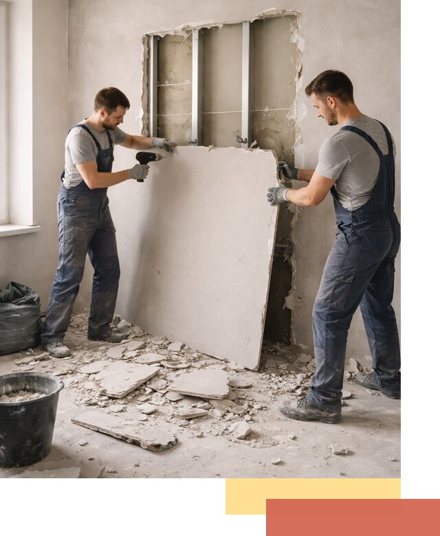 Демонтаж перегородки из гипсокартона в Шахтах быстрый и аккуратный