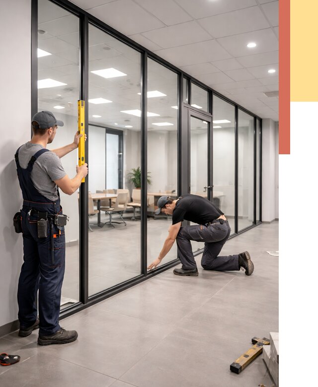 Каркасные стеклянные перегородки в Шахтах под ключ от 9985 руб. | ОТДЕЛОЧНИК-Шхт