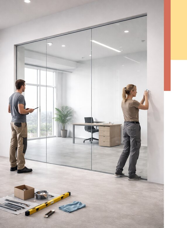 Перегородки из закаленного стекла в Шахтах от 10310 руб. под ключ | ОТДЕЛОЧНИК-Шхт