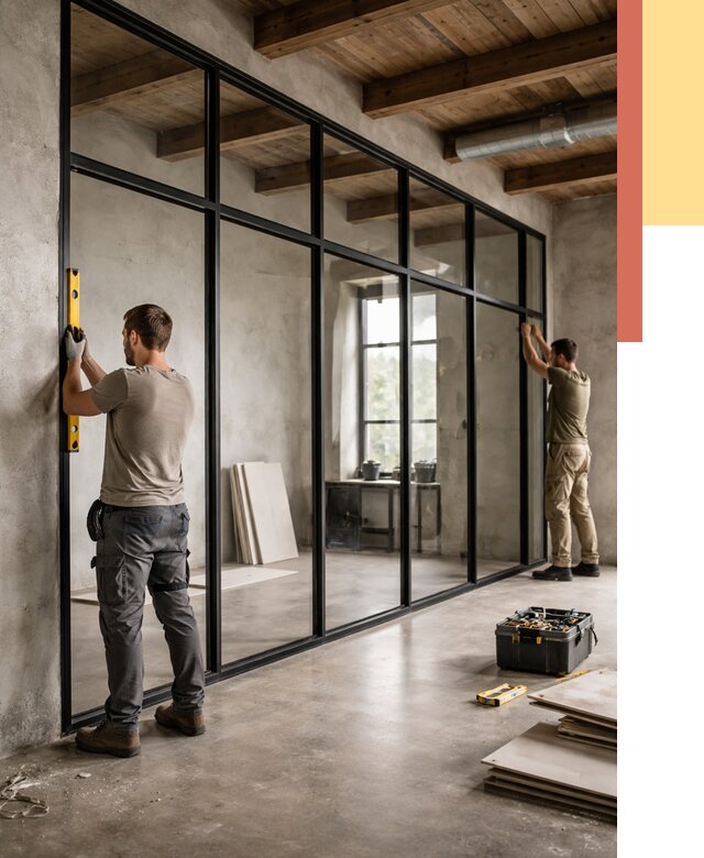 Стеклянные перегородки лофт в Шахтах от 11396 руб. под ключ | ОТДЕЛОЧНИК-Шхт