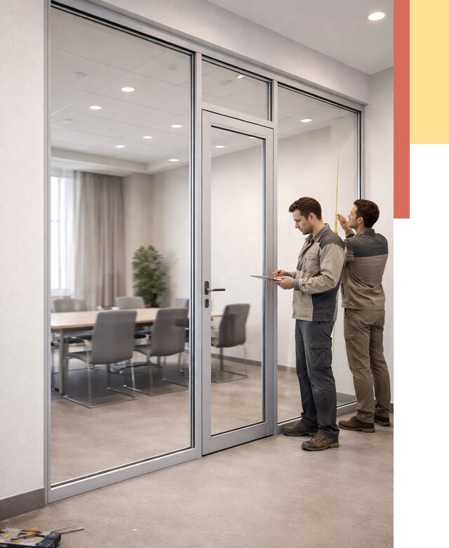 Установка и монтаж алюминиевых перегородок со стеклом в Шахтах от 8899 руб. | ОТДЕЛОЧНИК-Шхт