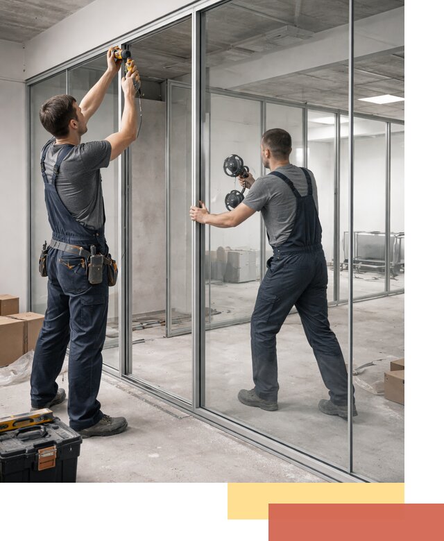 Алюминиевые перегородки со стеклом в Шахтах — изготовление и монтаж