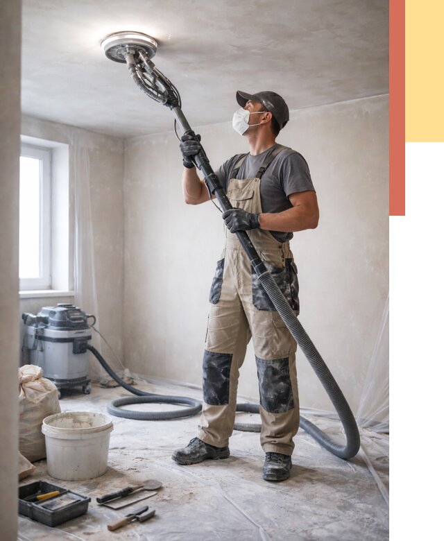 Шлифовка потолка в Шахтах от 3799 руб. — услуги шлифования потолка | ОТДЕЛОЧНИК-Шхт