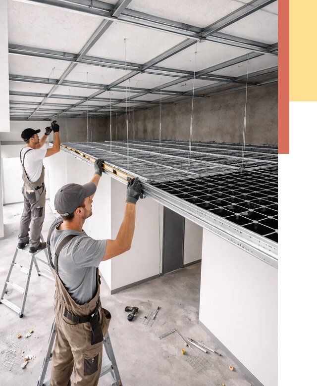 Монтаж потолка грильято в Шахтах от 488 руб./м² — быстрая сборка под ключ | ОТДЕЛОЧНИК-Шхт