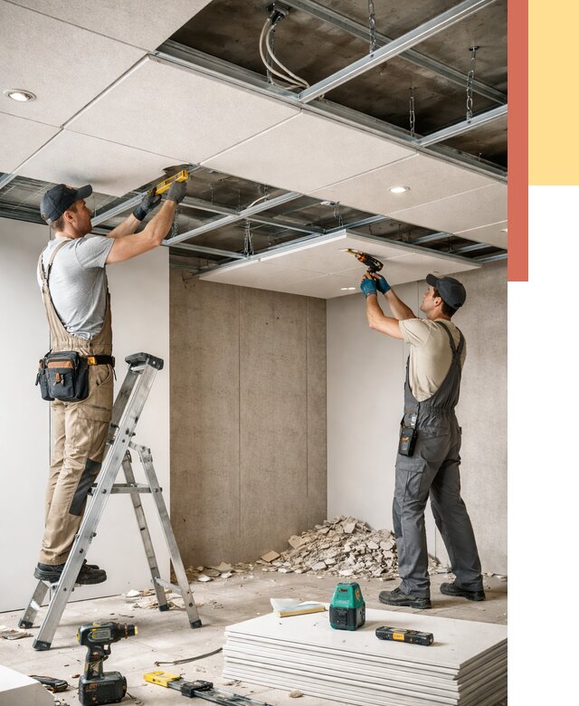 Монтаж акустического потолка в Шахтах от 7054 руб/м2 — быстро и недорого | ОТДЕЛОЧНИК-Шхт