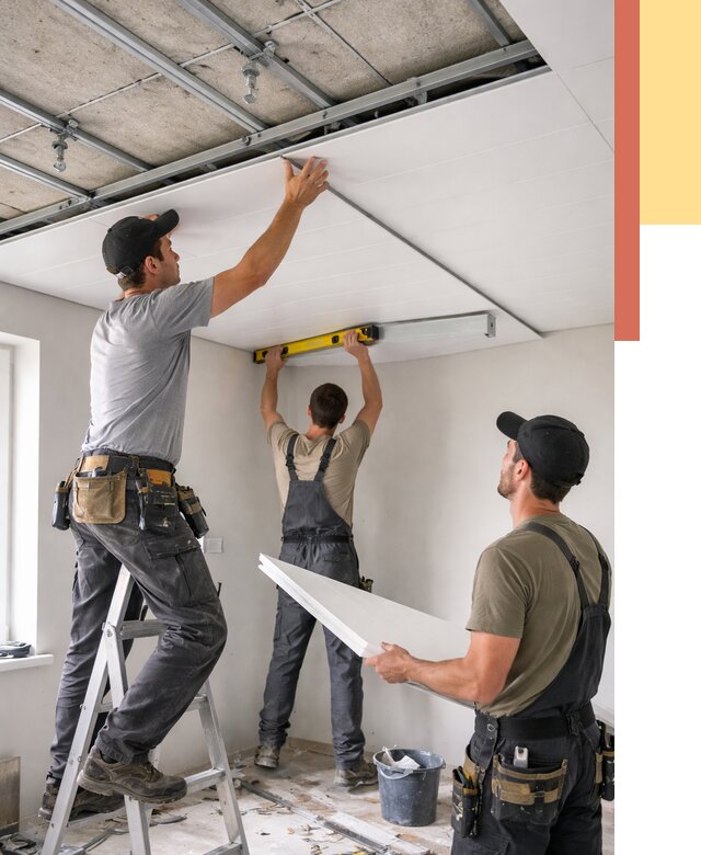 Монтаж потолка из ПВХ панелей в Шахтах от 3799 руб./м2 — быстро и недорого | ОТДЕЛОЧНИК-Шхт