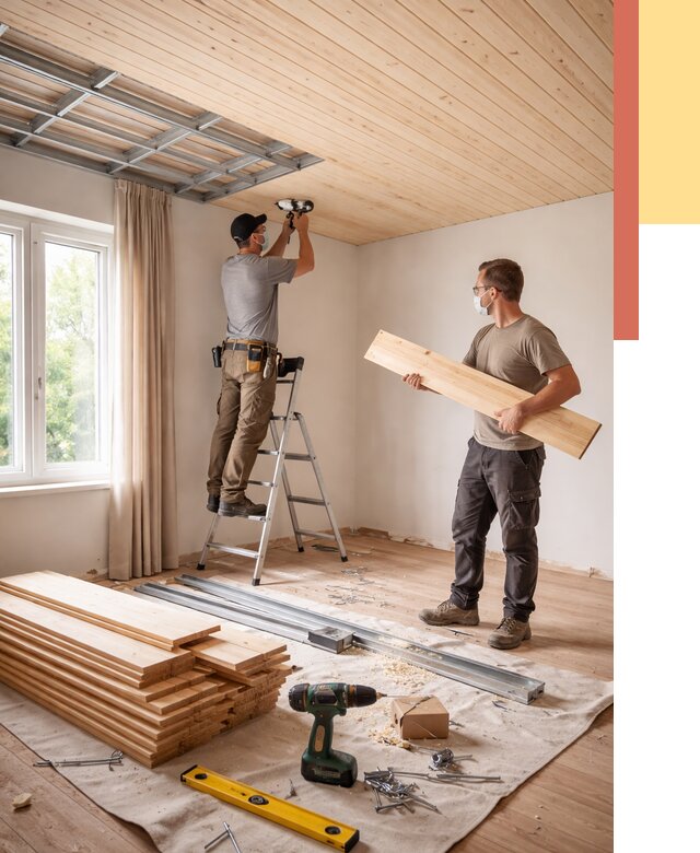 Монтаж потолка из вагонки в Шахтах от 7054 руб. | Быстро и недорого — ОТДЕЛОЧНИК-Шхт