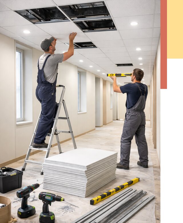 Ремонт потолка Армстронг в Шахтах от 4884 руб. — быстро и недорого | ОТДЕЛОЧНИК-Шхт