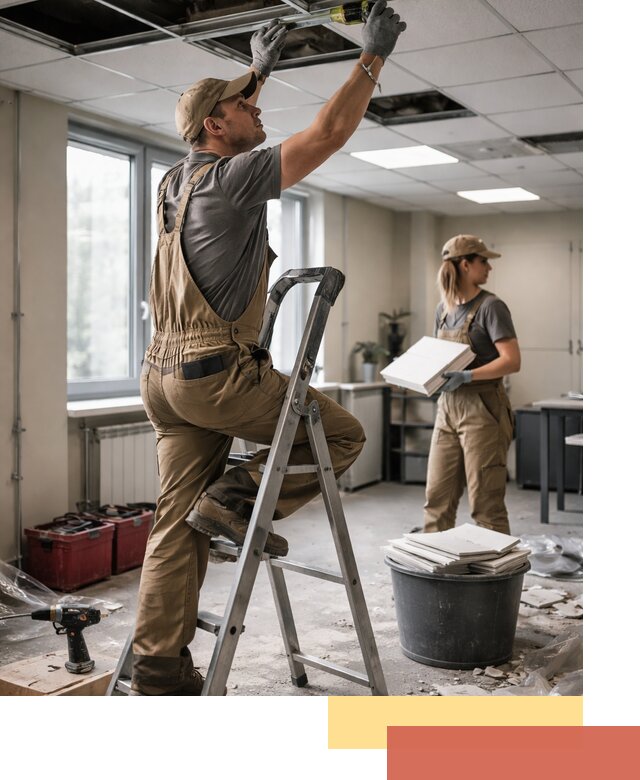 Ремонт потолка Армстронг и замена плит в Шахтах