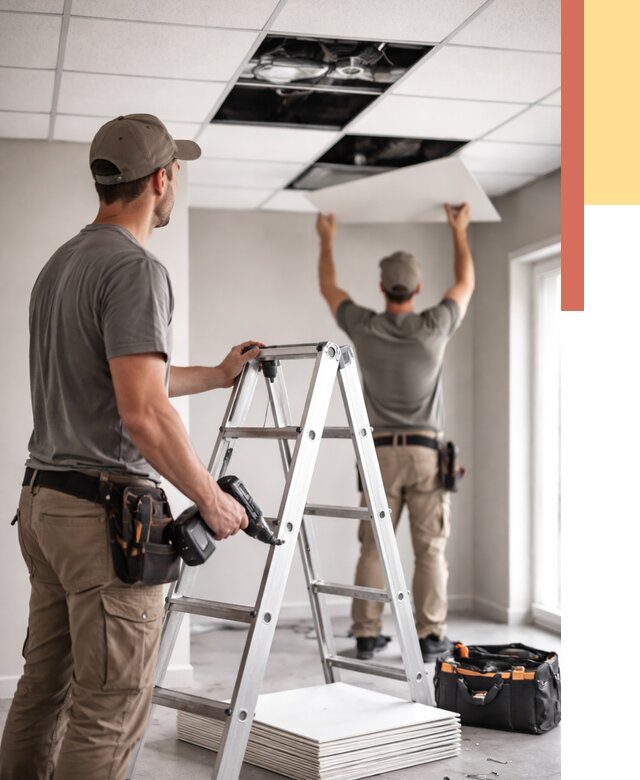 Обслуживание подвесного потолка в Шахтах от 3799 руб. — быстро и недорого | ОТДЕЛОЧНИК-Шхт