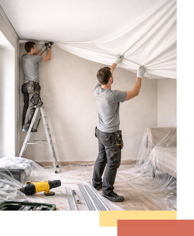 Монтаж тканевого натяжного потолка в Шахтах недорого и быстро