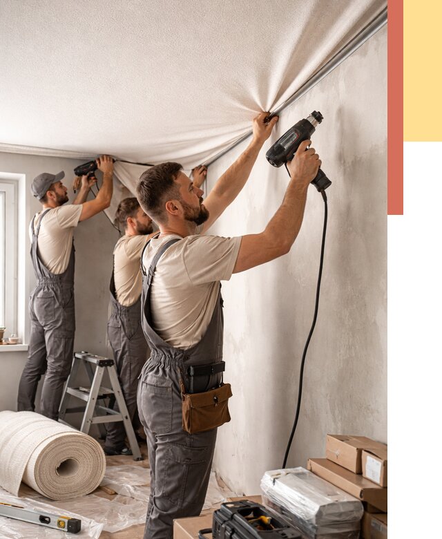 Монтаж фактурного натяжного потолка в Шахтах от 814 руб. — ОТДЕЛОЧНИК-Шхт