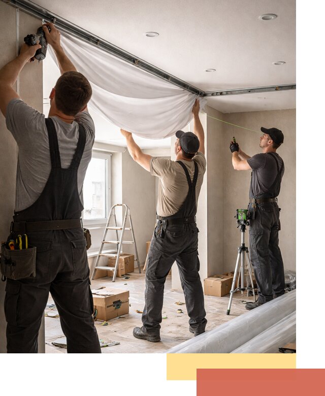 Монтаж парящего натяжного потолка под ключ в Шахтах