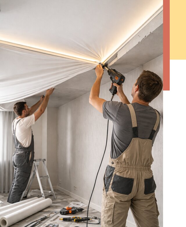 Монтаж натяжного потолка с подсветкой в Шахтах от 1031 руб. | ОТДЕЛОЧНИК-Шхт