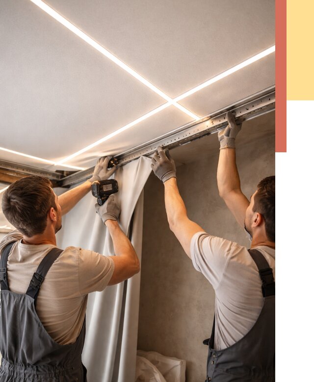 Монтаж натяжного потолка со световыми линиями в Шахтах от 1302 руб. | ОТДЕЛОЧНИК-Шхт