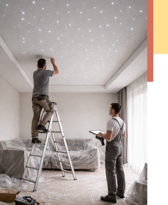 Монтаж натяжного потолка «звездное небо» в Шахтах от 7054 руб. | ОТДЕЛОЧНИК-Шхт