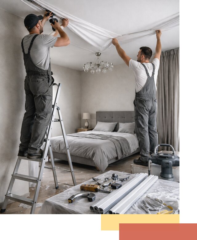 Монтаж натяжного потолка в спальне в Шахтах